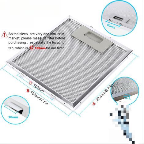Suitable for Whirlpooll lkea Jenn Air W10169961A range hood filter, filter, range hood filter, ventilation filter, replacement 2-pack, range hood filter, 222X190 (1/5)