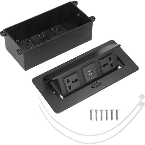 Prise escamotable de table J29 avec double USB et hub multiprise 250V pour bureau domestique (1/5)