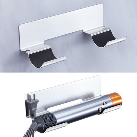 CSPARKV 25x10.8x4.8CM Hair Dryer and Straightener Holder without Drilling, Wall Mounted Hair Straightener Holder, Wall Mount for Curling Wands, Straighteners & Styler Accessory, Stainless Steel Hair S (1/5)