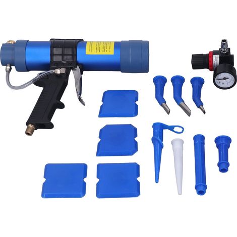 Pistolet à colle pneumatique en verre, 310ml, 1/4 pouces, avec manomètre, outil de calfeutrage pour mastic d'air. (1/5)