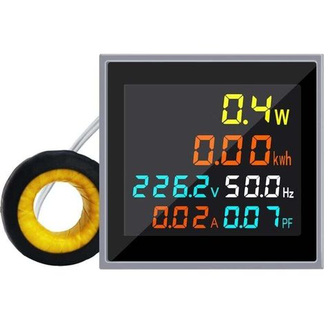 Compteur Énergie Monophasé 110V 220V 100A Voltmètre Ampèremètre Wattmètre Affichage LCD HD (1/4)