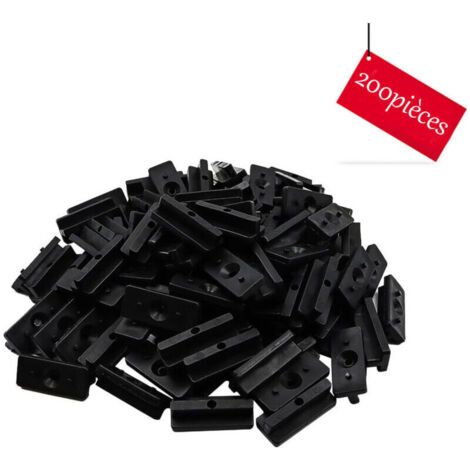 Befestigungsclips für WPC-Terrassendielen – 200er-Packung. 6 mm verdeckte Clips. Kunststoffbefestigungen für Dielen mit schwarzen Schrauben. T-förmige Clips für WPC-Terrassendielen (1/4)