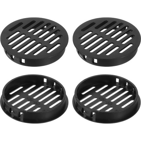 4Pcs Grille de Ventilation Ronde en Plastique, Diamètre Encastrement 60mm Hauteur 11.3mm Grille d'aération, Bouches d'aération pour Armoire Plafond Mur Fenêtre Radiateur, Noir (1/5)