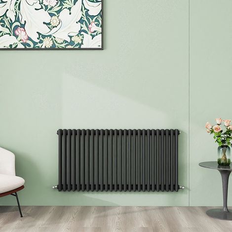AICA 600x1190mm Anthracite Horizontal Traditional Radiator Cast Iron 3 Column Heating UK