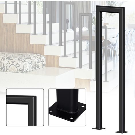 TolleTour Tubo elíptico en forma de U de 55 cm Hierro fundido negro Barandilla con revestimiento en polvo Asidero de escalera Sujeción segura