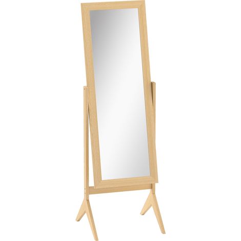 Miroir sur pied réglable inclinable 47x46x148 cm en chêne, grand miroir de sol pour dressing et chambre (1/5)