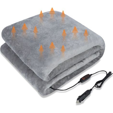 Jeffergarden Couverture électrique chauffante pour Voiture, 3 Niveaux de Chauffage,150 x 100 cm Electrique Couverture Voiture Chauffage, Camping,Maison
