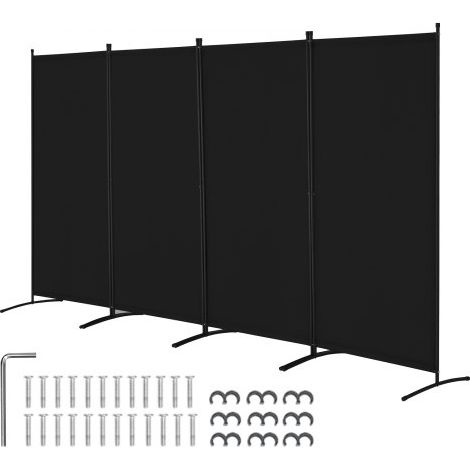 Biombo Separador de Ambientes de 3464 x 1840 x 520 mm, Separador Plegable de Ambientes de 4 Paneles Mampara de Privacidad para Interiores, Separador de Ambientes para Oficina, Dormitorio, Negro (1/5)