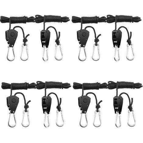 4 Paires(8 Pièces) de cintres à cliquet réglables de 1/8 Pouce Corde de Crochet Réglable Sangle à Cliquet Corde Rope Ratchet Robuste Réglable ,Chaque Paire Porte 68 kg longziming (1/5)