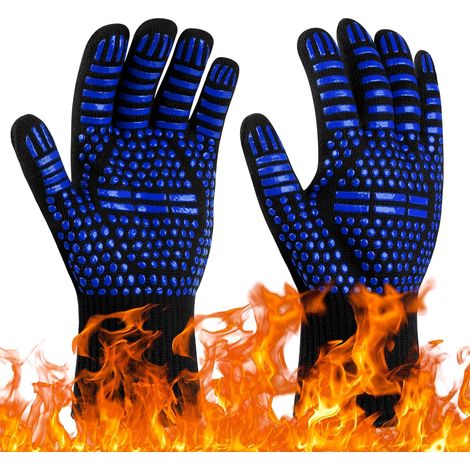 Gants de barbecue en nitrile résistant à la chaleur, gants isolants thermiques, taille unique. (1/5)