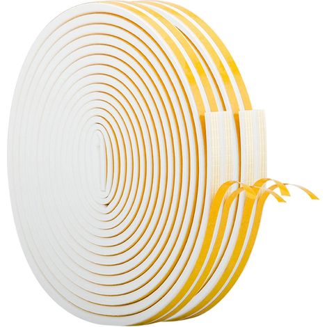 CloudBuyer Bande d'étanchéité pour porte – Bande d'étanchéité autocollante en caoutchouc pour porte et fenêtre – Évite les collisions (blanc, 20 m) (1/4)