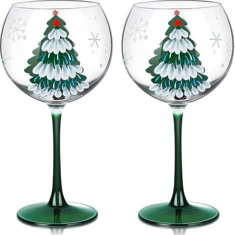 Verres à Vin Peints à la Main Festifs 560 ml