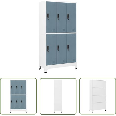 The Living Store Armoire à casiers Gris clair et gris foncé 90x45x180 cm Acier - Armoire À Casiers - Meuble De Rangement - Armoire Métallique - Armoire Scolaire - Armoire De Bureau (1/5)