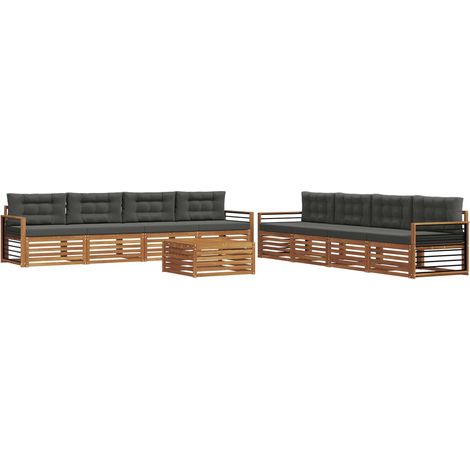 Set di divani da esterno 9 pz Naturale e Antracite vidaXL (1/5)