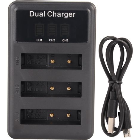 Dreifach-USB-Akkuladegerät mit Display für NP-BG1, kompatibel mit Sony DSC H50 H10 H20 W210 W220 WX1 Geräten