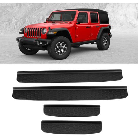 Ensemble de 4 garnitures décoratives de seuil de porte pour Jeep Wrangler JK 4 portes (2018+) - Noir (1/5)