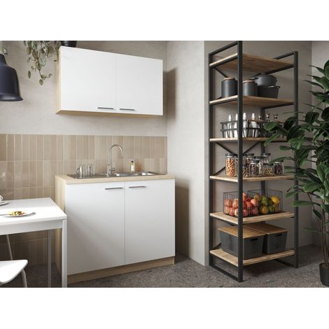 Spülenunterschrank Oberschrank Küche 100 cm Eiche Sägerau Weiß Merle Respekta