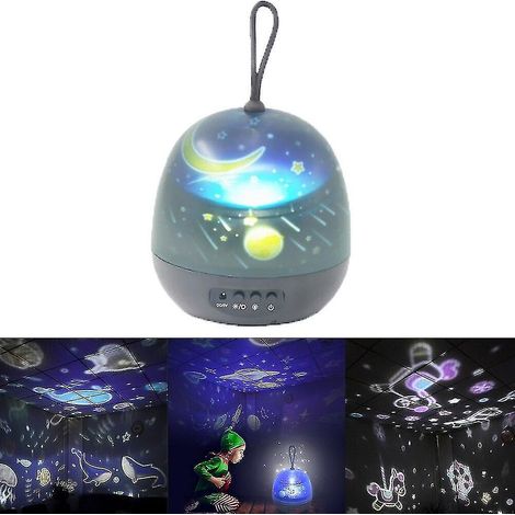 Veilleuse USB Starlight, licorne LED rotative, quatre modes d'éclairage différents, noire (1/2)