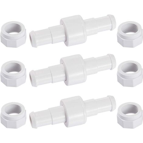 Raccord Rotatif - Tuyau D20 - Pour Robot Nettoyeur Piscine - 3 Pièces + 6 Écrous D15 (1/4)