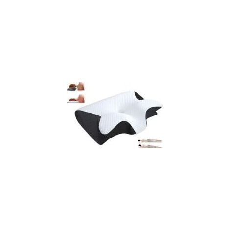 Oreiller Ergonomique Cervical, Oreiller Orthopédique à Mémoire de Forme pour la Nuque, oreiller ergonomique pour les dormeurs sur le côté, le dos et le ventre,amovible et lavable, 62x37x12cm(Noir) (1/5)