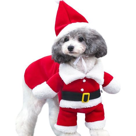 Ropa para perros, disfraces de transformación para mascotas, disfraz de transformación de pie para Papá Noel, divertido y peculiar, L (1/3)