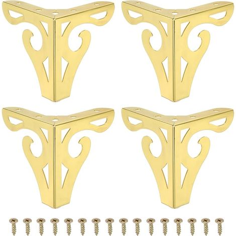 PATIKIL Gambe per mobili cave da 3,7 pollici, set di 4 gambe moderne triangolari in metallo per divano, per sostituire le gambe di armadi, cassettiere, tavoli, sedie, pouf, librerie, guardaroba, oro (1/5)