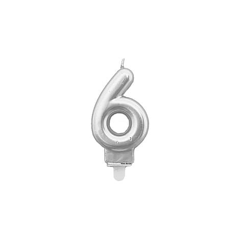 Vela número "6" Plateada
