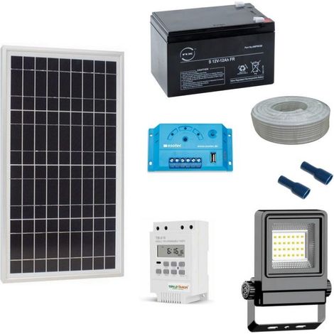 Kit eclairage solaire avec programmateur hebdomadaire 20W-10W-1000lm