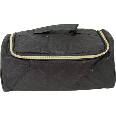 Trousse de voyage pour outils de coiffure avec crochet de suspension, portable et résistante à la chaleur, pour lisseur et fer à boucler, noire. (1/5)