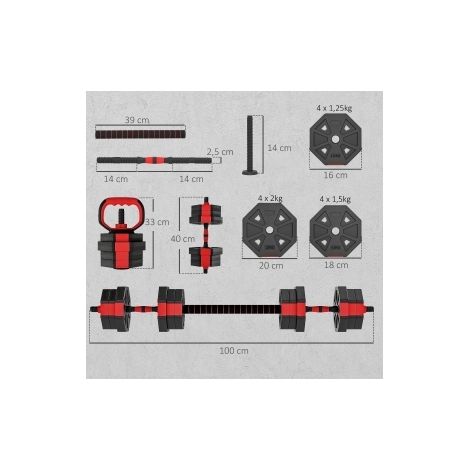 4-in-1 verstellbares 20-kg-Hantelset für das Heimtraining HAVRYA (1/4)
