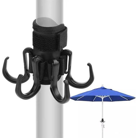Crochet de Suspension pour Parasol de Plage, Crochet pour Parasol de Terrasse, Crochets de Parapluie de Plage avec 6 Crochets Amovibles pour Serviettes, Chapeaux, Vêtements, Appareil Photo (1/5)