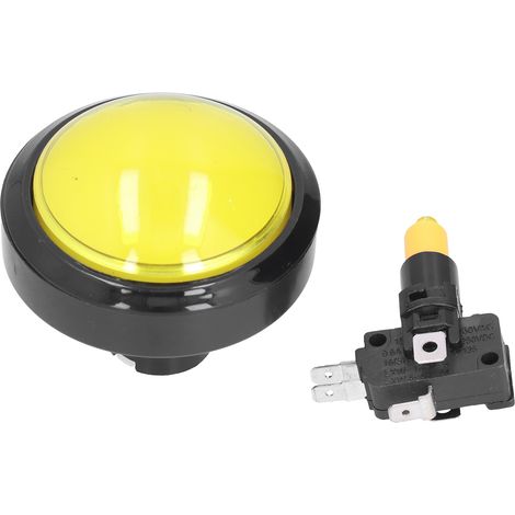 60-mm-Konvex-Drucktaster mit LED-Anzeige für Greifautomaten und Spielkonsolen, gelb