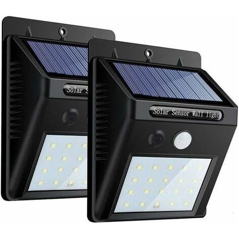 Lot de 2 lampes solaires extérieures 20 LED - détecteur de mouvement - IP65 étanche - éclairage de sécurité sans fil pour jardin (1/5)