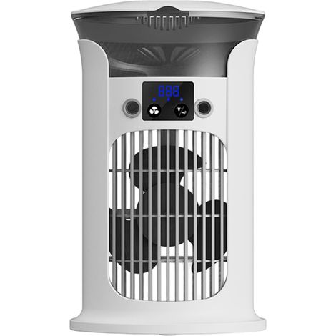 Ventilador de escritorio oscilante de 180° con 3 velocidades, ventilador de torre con niebla fina y depósito de agua de 880 ml, carga USB, nivel de ruido de 20 dB, 7 colores de iluminación, ABS, ideal (1/5)
