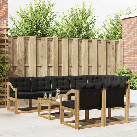 vidaXL Outdoor-Sofagarnitur mit Kissen 9 pcs Weiß und Schwarz (1/5)
