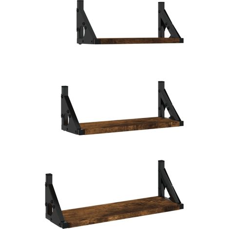 Maison Exclusive - 3-tlg. Wandregal-Set Räuchereiche Holzwerkstof