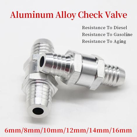Clapet anti-retour (12 mm) en alliage d'aluminium pour carburant, compatible avec carburateur. (1/5)