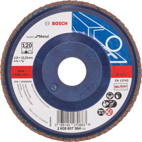 Bosch 2608607364 Disco abrasivo de láminas X551 Expert Metal 115mm recto plástico G120 10 uds (1/4)