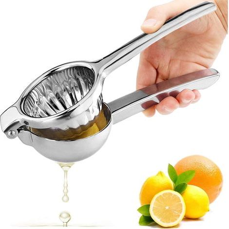 Presse Agrumes Manuel Argenté, Presse Citron Acier Inoxydable Résistant, Presse Orange Robuste pour Presser Citrons, Verts Ou Autres Fruits, Presse Fruit pour Cuisine, Bar, Restaurant (8cm Diamètre)