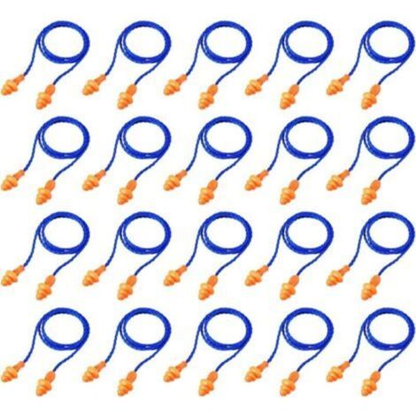 Bouchons d'oreilles filaires Ulisem, 20 paires, réutilisables, en silicone, antibruit, pour dormir, protection auditive, bleu (1/4)
