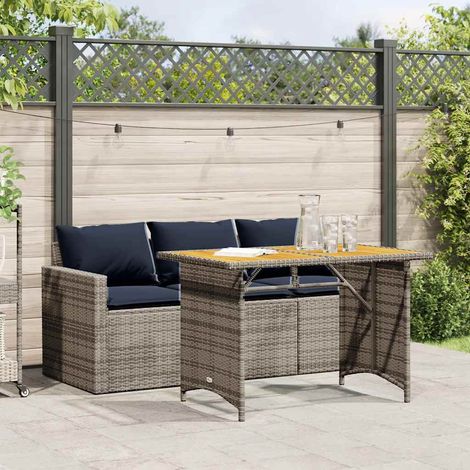 vidaXL Juego de comedor jardín 2 pzas con cojines ratán sintético gris (1/5)