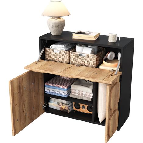 Cómoda con 4 Compartimentos, Estilo Retro para Salón o Comedor, en Madera de Ingeniería, 79.6 × 34.8 × 81.5 cm (1/5)