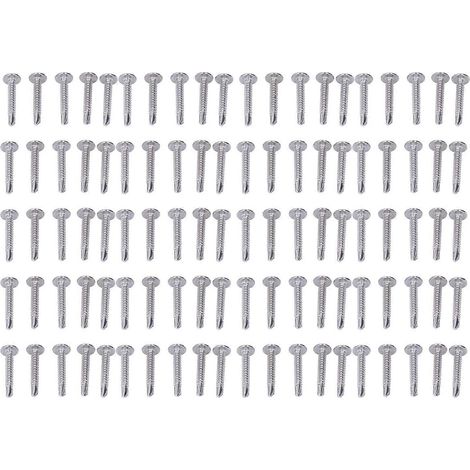 100 Stück Kreuzschlitz-Selbstschneidschrauben mit rundem Unterlegscheibenkopf, Edelstahl 410, 4,8 x 32