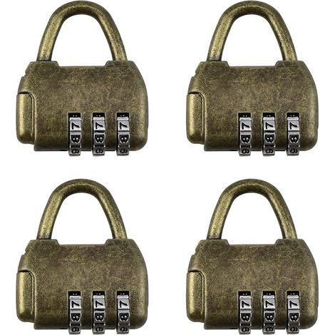 Lot de 4 cadenas à combinaison rétro en alliage de zinc avec code numérique en forme de sac à main (1/5)