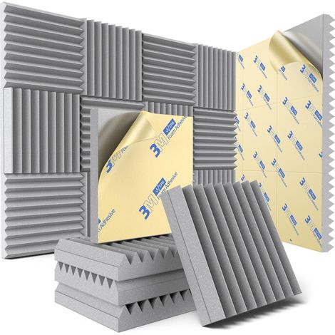 12er Pack Schaumstoff-Akustikpaneele für Wände – Selbstklebend, hochdicht, Schallabsorption, 30 × 30 × 5 cm