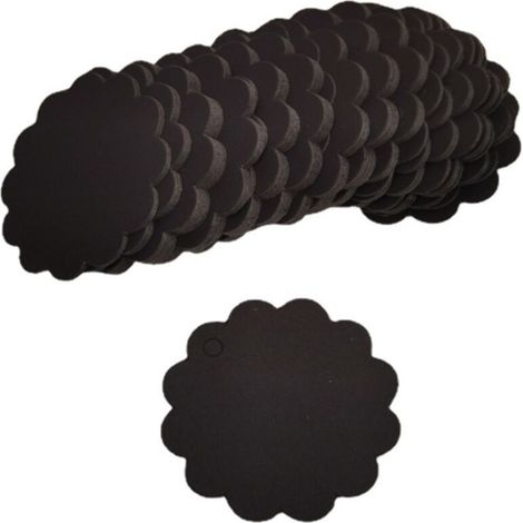 200 schwarze Geschenkanhänger aus Kraftpapier in Fächerform (Durchmesser 6 cm) zum Basteln und Verpacken von Geschenken - Crezuo