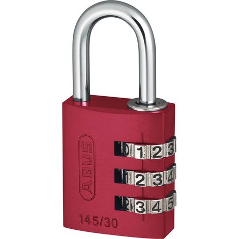 ABUS Lucchetto a combinazione 145/30 rosso - Lucchetto per bagagli, armadietti e molto altro. - Lucchetto in alluminio - codice numerico regolabile individualmente - livello di sicurezza 3 (1/5)