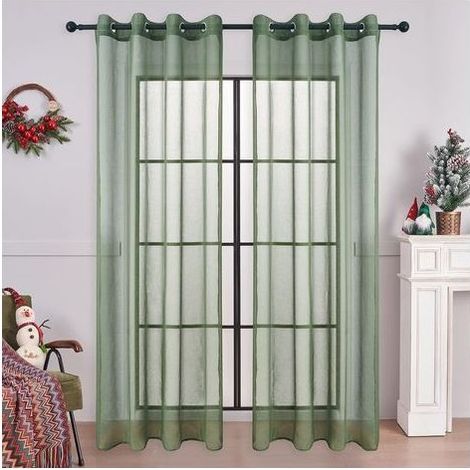 TAISHENGDA Transparenter Vorhang 150x250cm mit Ösen, halbtransparent, Inneneinrichtung für moderne Wohnzimmer, Schlafzimmer, Küche, Balkon, Erkerfenster, leicht, grün, 2 Stück (1/5)
