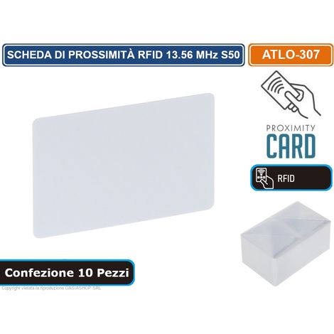 CONFEZIONE 10 SCHEDA DI PROSSIMITÀ TAG RFID BADGE APRICANCELLO INSERITORE CHIAVE ANTIFURTO (1/2)