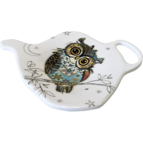 Coupelle repose sachet de thé chouette par Kook